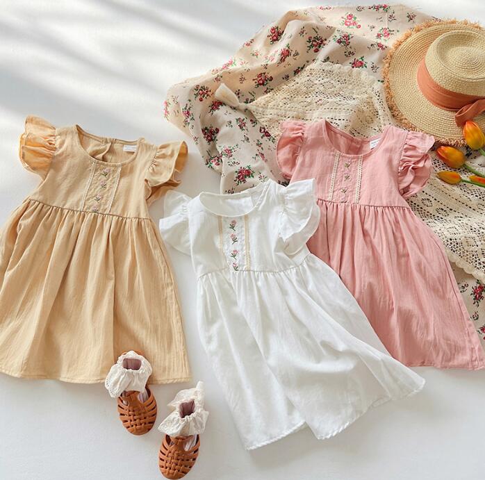 子供服★ワンピース★韓国風子供服★キッズ女の子★刺繍★3色★90-140CM