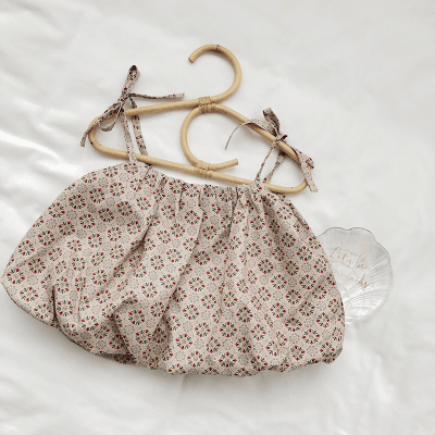 サマー ガールズ トップ フリル レースアップ ノースリープブラウス キャミソール フラワー 90-140