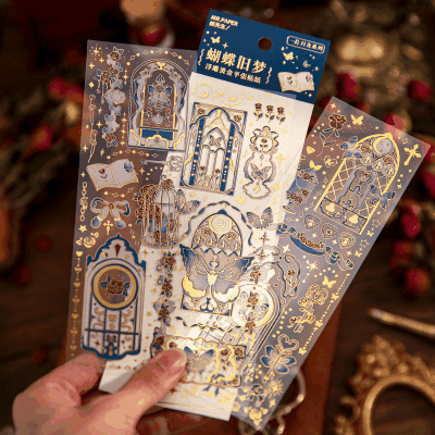 PVCシール インテリア ステッカー リボン 幾何学 ゴシック 星月猫 ハート バタフライ クロス 3枚入