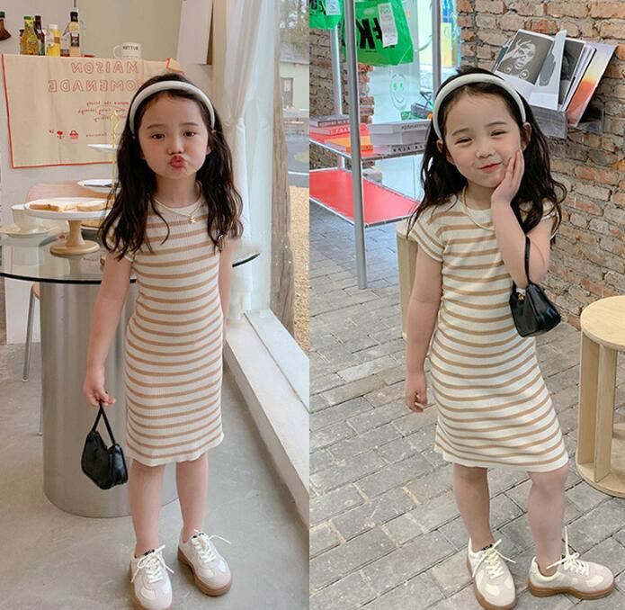 子供服★ワンピース★韓国風子供服★キッズ女の子★ストライプ★90-140CM