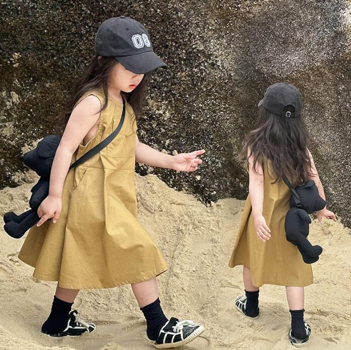 子供服★ワンピース★袖なし★韓国風子供服★キッズ女の子★無地★90-140CM