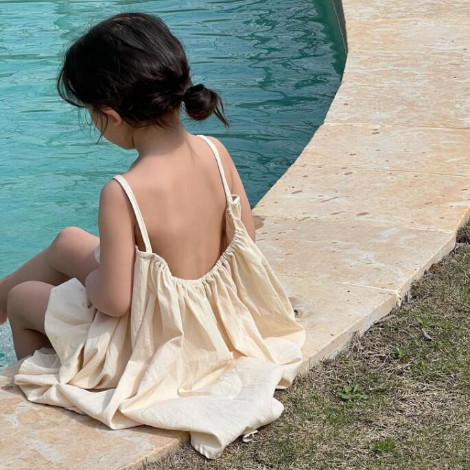 子供服★ワンピース★ノースリーブ★韓国風子供服★キッズ女の子★無地★80-140CM