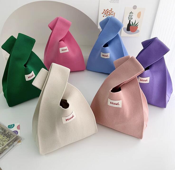 新登場★レディースバッグ　ニット　収納袋★7色