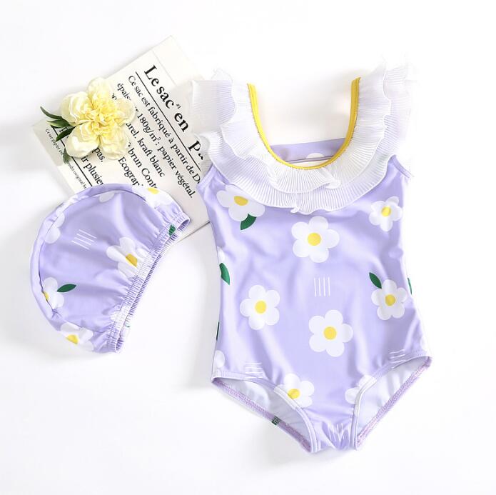 子供服★水着+帽子★韓国風子供服★キッズ女の子★袖なし★2色★90-140CM