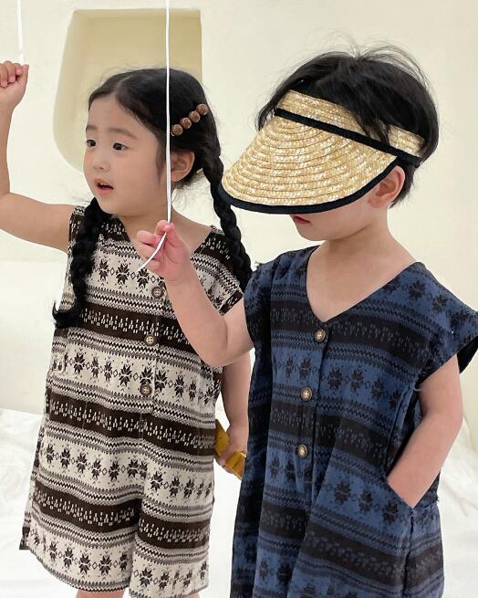 子供服★連体服★韓国風子供服★キッズ★男女兼用★ノースリーブ★2色★80-130CM