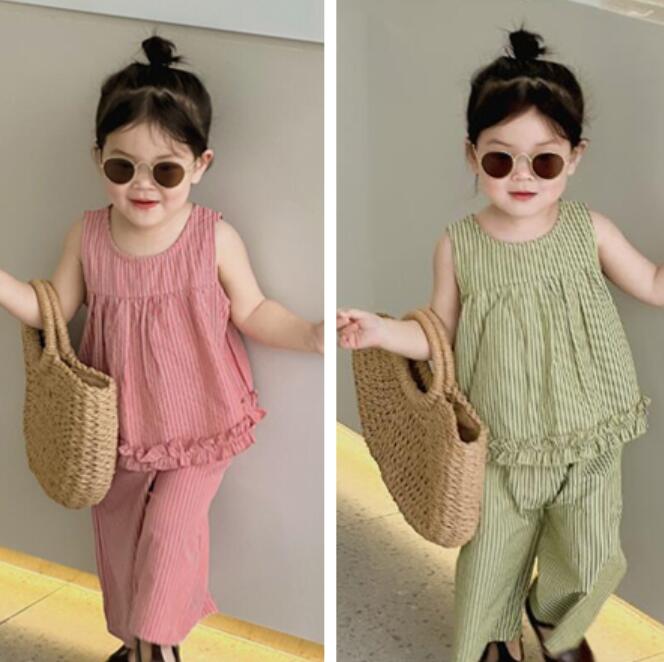 子供服★トップス+ズボン★セットアップ★韓国風子供服★キッズ女の子★袖なし★2色★90-140CM