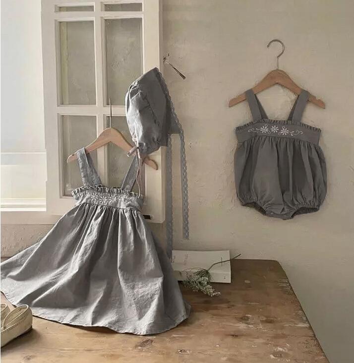 2023新品★子供服　ワンピース+帽子★73-100cm★2色