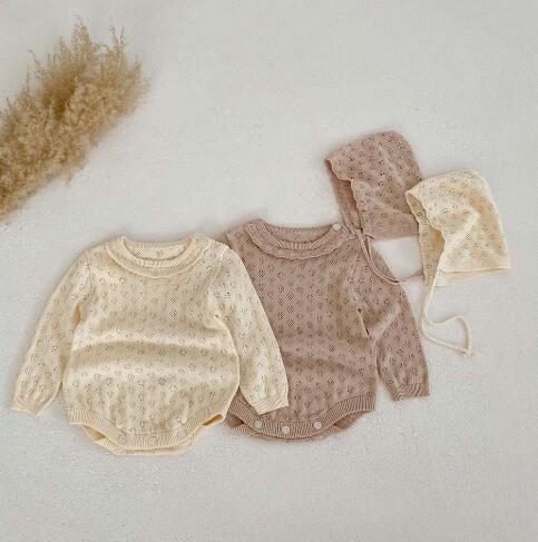 2023年新品★ベビー服　ニットロンパース+帽子★66-100cm★2色