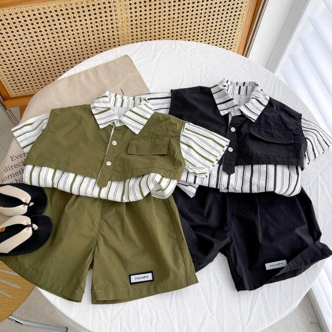 子供服★トップス+パンツ★セットアップ★韓国風子供服★キッズ男の子★2色★90-140CM
