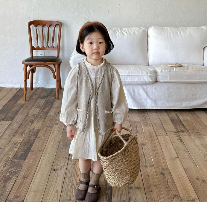 2023秋新品★子供服　ニットベストコート★80-140cm★2色