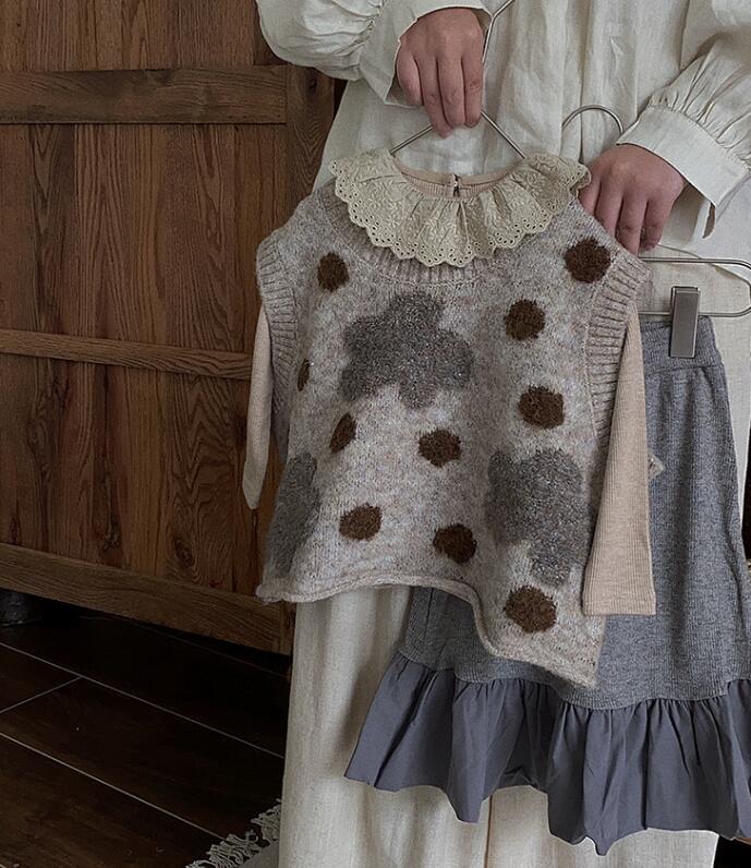 2023秋新品★子供服　ニットベスト&トップス&スカート分けて販売★90-140cm★