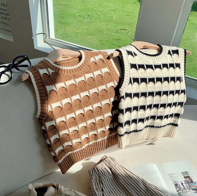 「2023秋冬」子供服★トップス★ベスト★韓国風子供服★キッズ女の子★ニット★2色★100-140CM