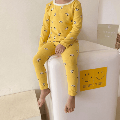 秋冬新作 ユニセックス ルームウェア 保温インナー ボディスーツ パンダ Tシャツ+ズボン 80-150