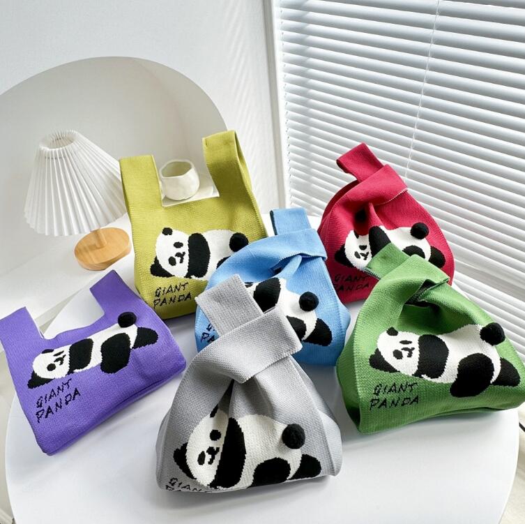 バッグ★レディース★トートバッグ★ハンドバッグ★ニットバッグ★パンダ★大容量★6色