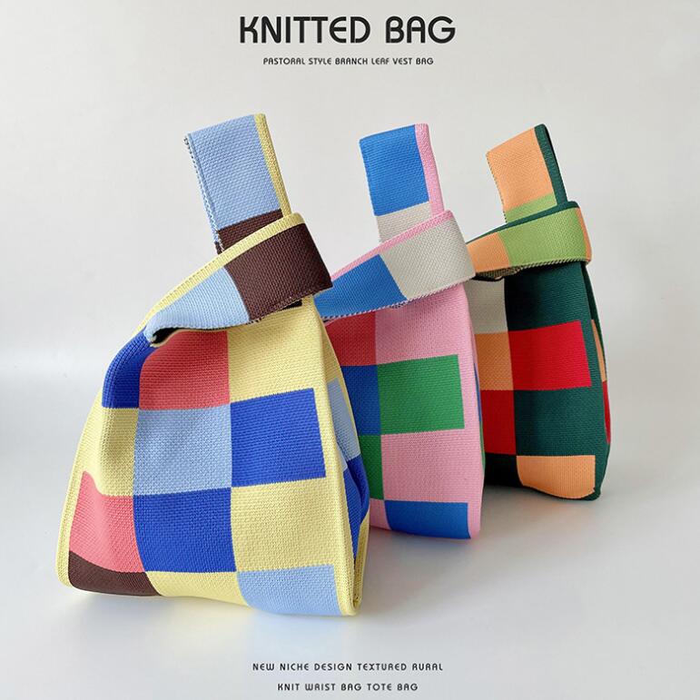 バッグ★レディース★トートバッグ★ハンドバッグ★ニットバッグ★大容量★3色