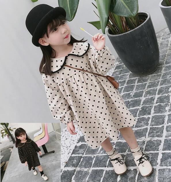 2023★春秋新作★韓国子供服★ワンピース★水玉★2色7-15