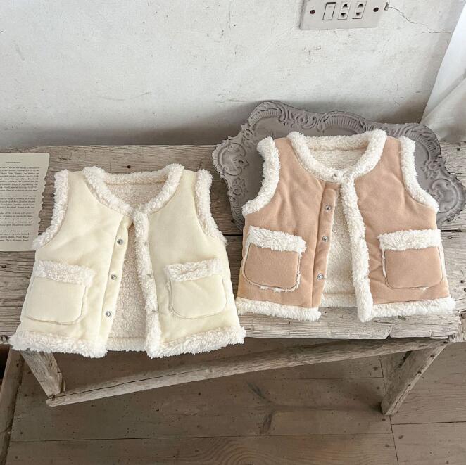 「2023秋冬」子供服★トップス★チョッキ★厚手★韓国風子供服★ベビー★2色★66-100CM