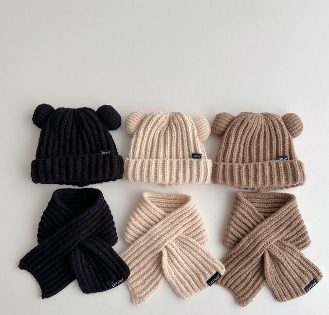 2023★秋冬新作★キッズ帽子+マフラー★防寒★3色