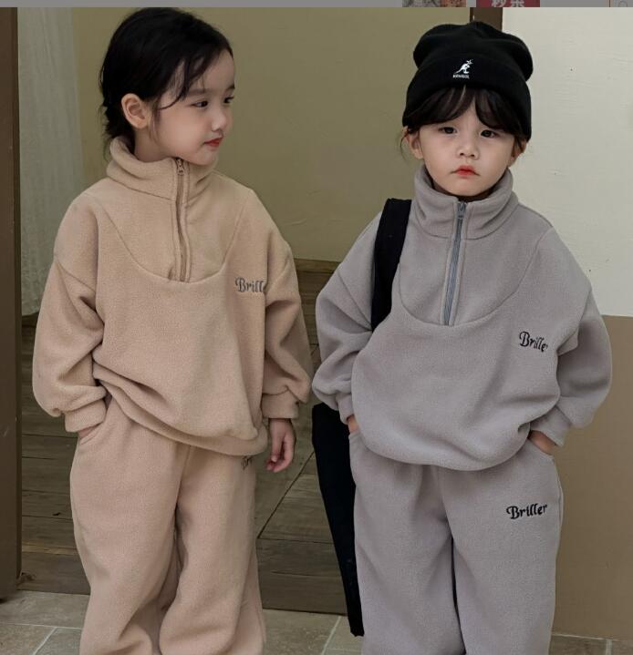 2023★秋冬新作★トップス+ズボン2セット★裏起毛★2色80-150CM