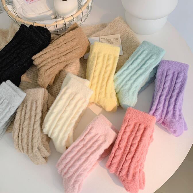 靴下★レデイース向け★ソックス★大人用★女性用靴下★厚手★無地★多色