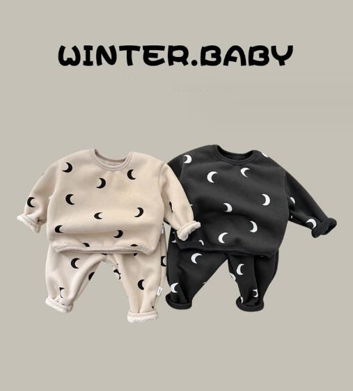 子供服★トップス+ズボン★セットアップ★裏起毛★部屋着★男女兼用★ベビー★2色★66-100CM