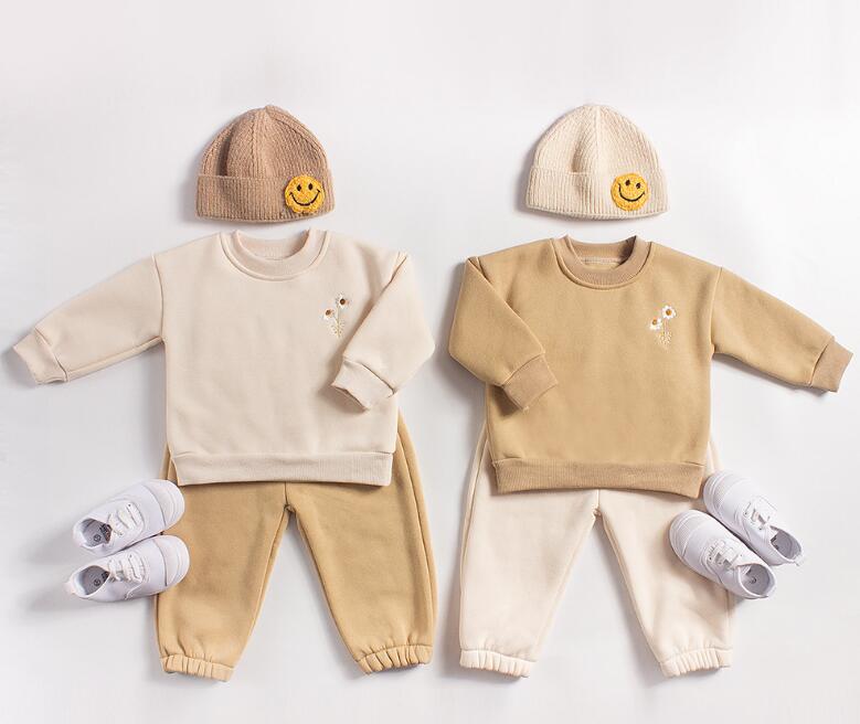 2023秋冬新品★子供服　裏起毛付きトップス+ズボン　セット★73-110cm★2色