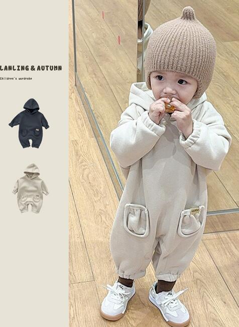 2023秋冬★ベビー服★ロンパース　裏起毛付き　連体服★66-90cm★2色