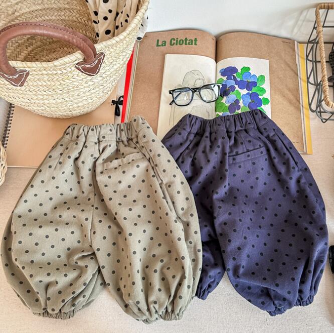 子供服★ズボン★ボトムス★裏起毛★韓国風子供服★キッズ★男女兼用★水玉★2色★80-130CM