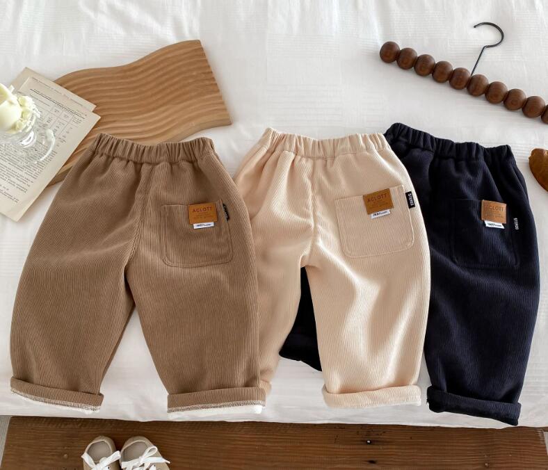 2023★秋冬新作★韓国風子供服★ズボン★裏起毛★コーデュロイ★3色80-120CM