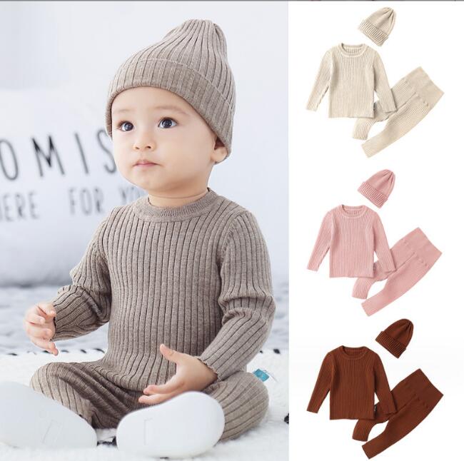 2023新品★子供服　セーター+ズボン+帽子　セット★66-110cm　4色