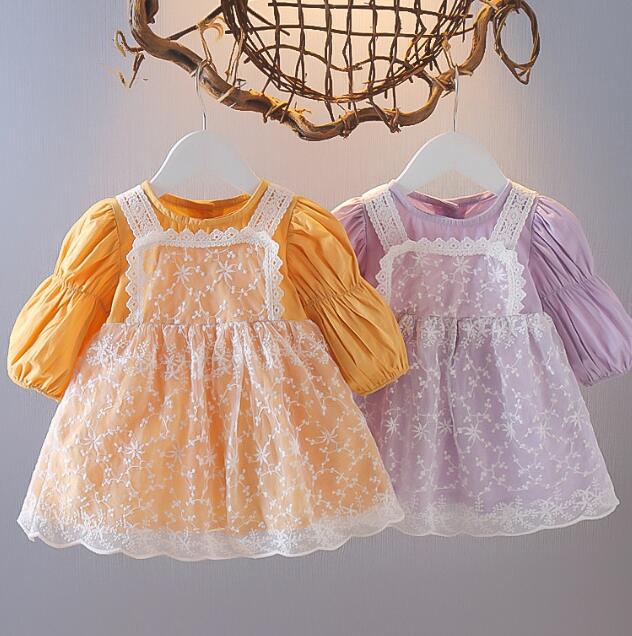 子供服★ワンピース★ドレス★キッズ★ドッキング★2色★80-110CM