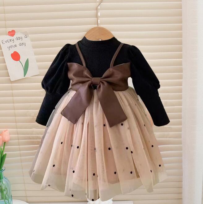 子供服★ワンピース★ドレス★キッズ★ドッキング★蝶結び★80-110CM