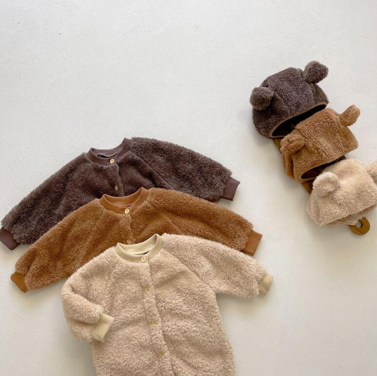 2023★秋冬新作★韓国風ベビー服★連体服+帽子★厚手★2色66-100CM