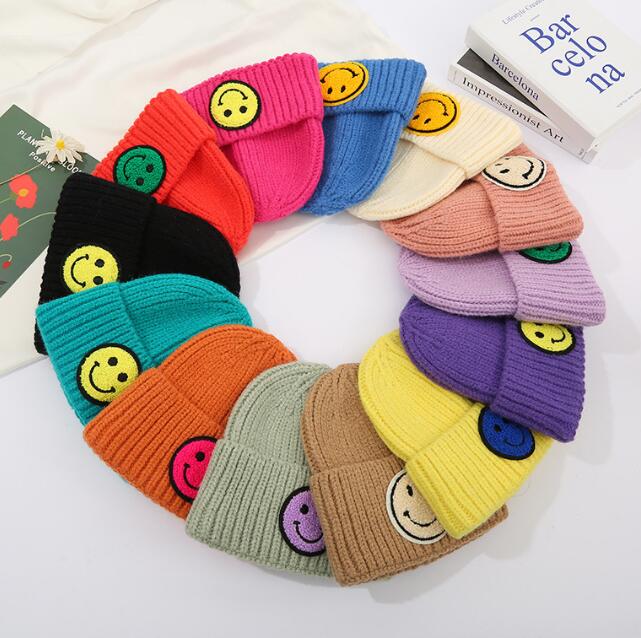 子供用★帽子★キッズ★男女兼用★暖かい★防寒★ニット帽子★笑顔★13色