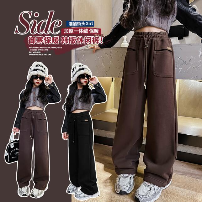 2023冬新品★子供服★裏起毛付きズボン★120-170cm★2色