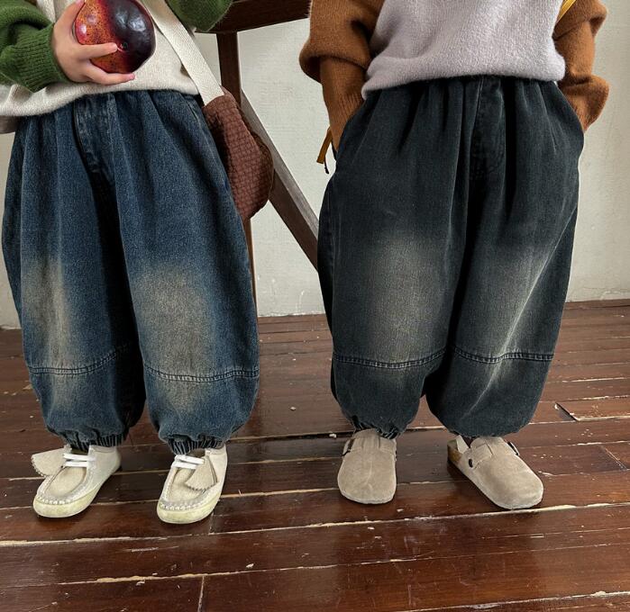 2024年新品★子供服　裏起毛付きデニムズボン★80-140cm★2色