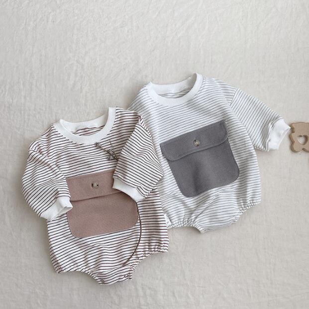 子供服★ロンパース★連体服★ストライプ★長袖★ベビー★3色★66-90CM