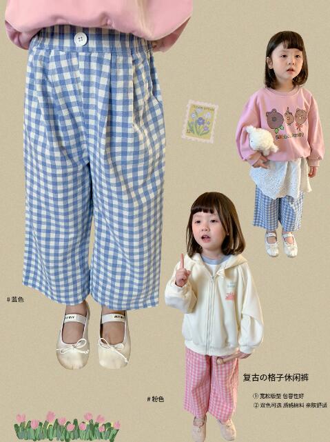 2024夏新品W★子供服　格子ズボン★80-140cm★2色