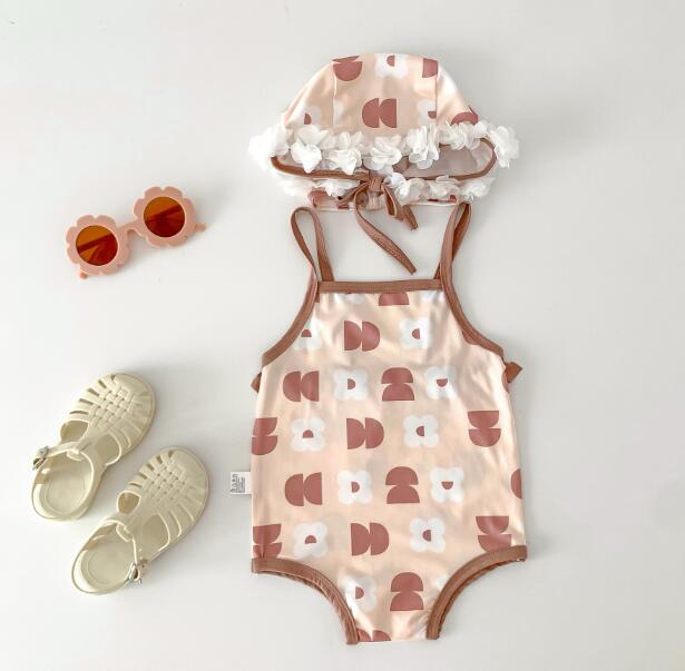 子供服★水着+帽子★連体服★韓国風子供服★ベビー★3色★66-100CM