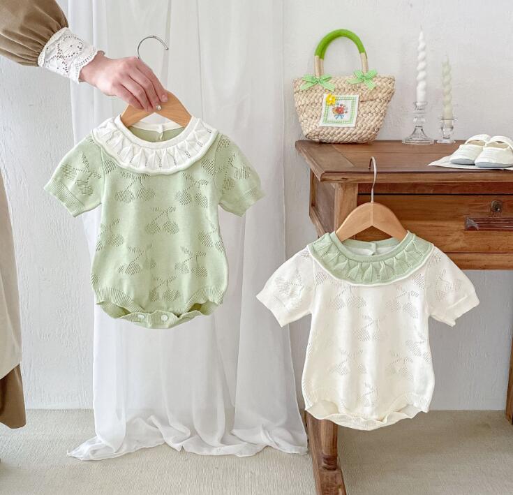 2024新型★ベビー服　ニットロンパース★66-100★2色