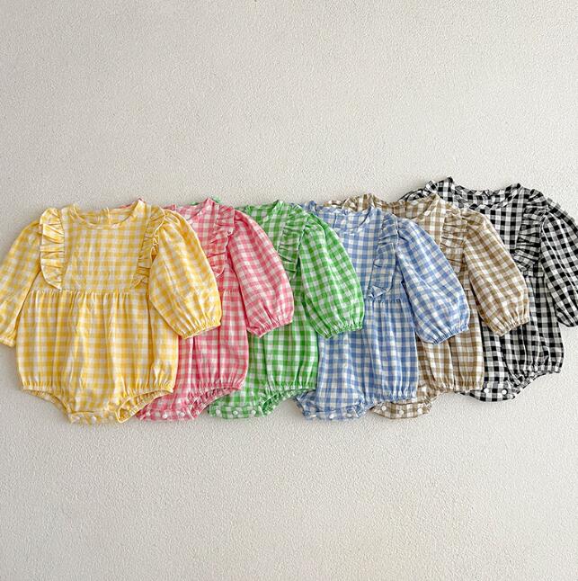 子供服★ロンパース★連体服★韓国風子供服★ベビー★チェック柄★6色★66-90CM