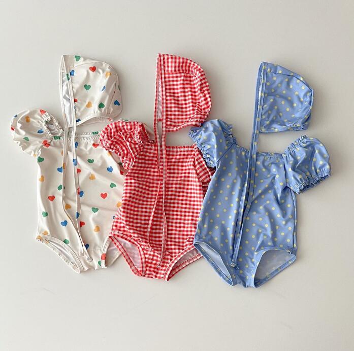 2024★春夏新作★韓国風ベビー服★水着+帽子★3色66-100CM