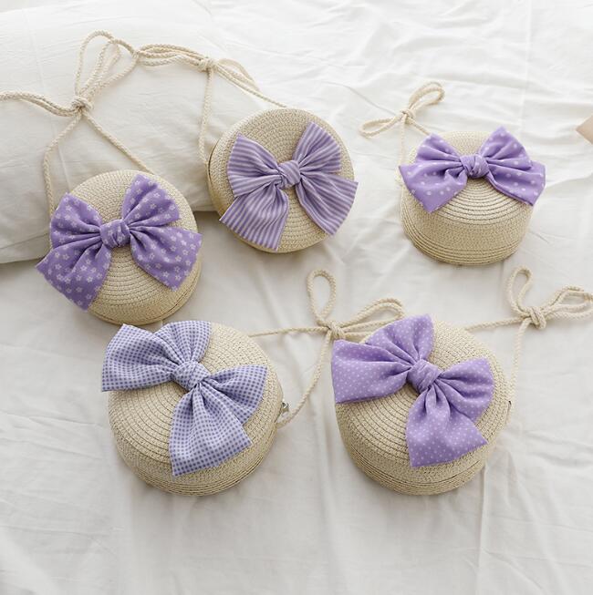 バッグ★ショルダーバッグ★草編みバッグ★子供用★ミニバッグ★蝶結び★5色