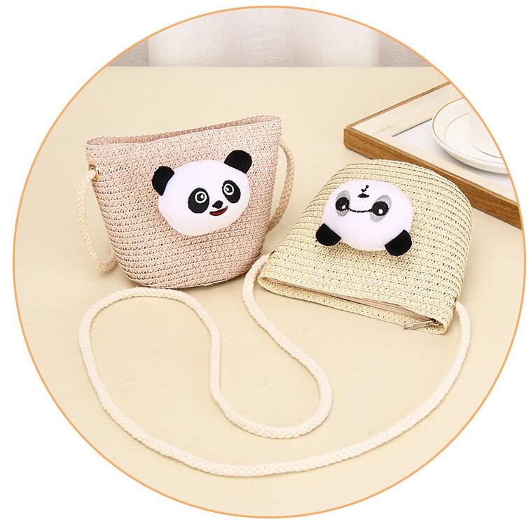 バッグ★ショルダーバッグ★草編みバッグ★子供用★ミニバッグ★ポシェット★パンダ★5色