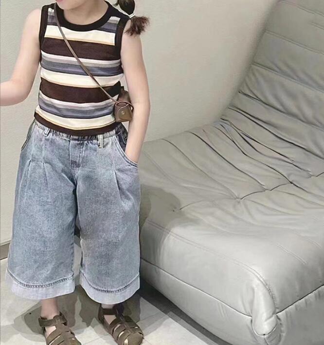 2024★夏新作★韓国風子供服★ベスト★ジーンズ★分けて販売★2色90-140