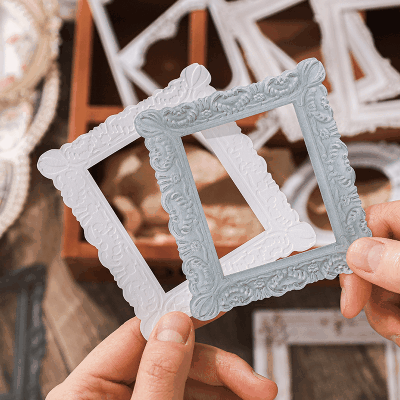 カフェ風 素材紙 カードペーパー アンティーク 幾何学 鏡枠 フレーム ゴシック 10枚入