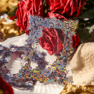 シール ステッカー ラベル バロック 花フラワー葉 フレーム 鏡枠  アンティーク 10枚入