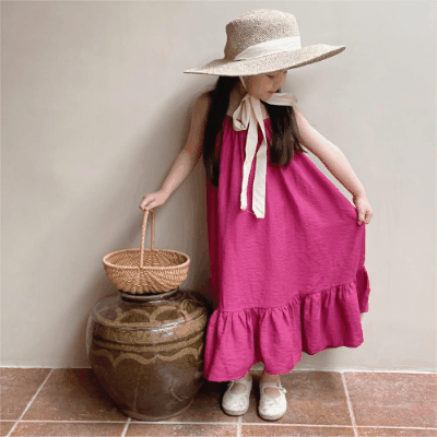 春夏 韓国風子供服 ガール シフトドレス ノースリープ ワンピース 吊りスカート ワンピ 2色 90-150