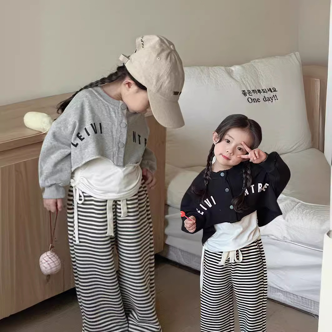 2024秋新作HL★子供服　ブラウス⁺トップス&ズボン分けて★90cm〜140cm 2色