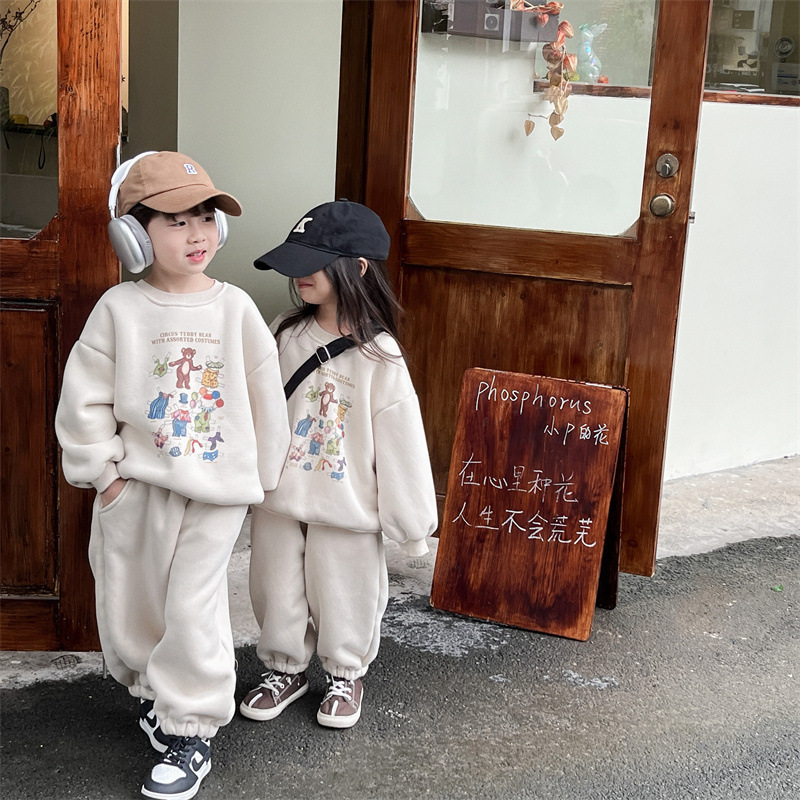 2024秋新品★子供服　裏起毛付きセットアップ★80cm〜130cm 2色